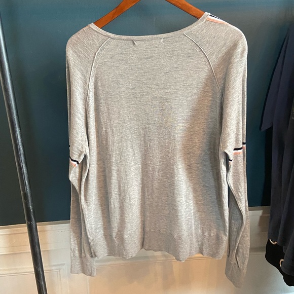 🛑SOLD 360 Cashmere Grey Maisie Knit Lightweight Stripe Sleeve Sweater - Picture 7 of 8